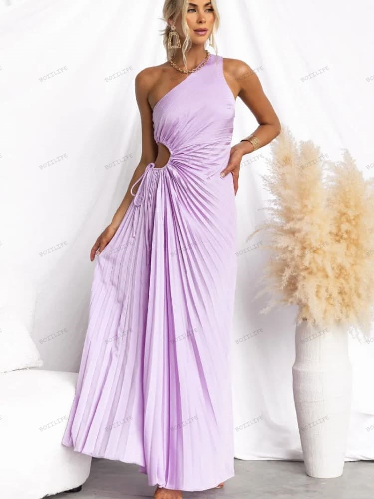 Plissiertes One-Shoulder-Kleid mit Cut-Out-Taille