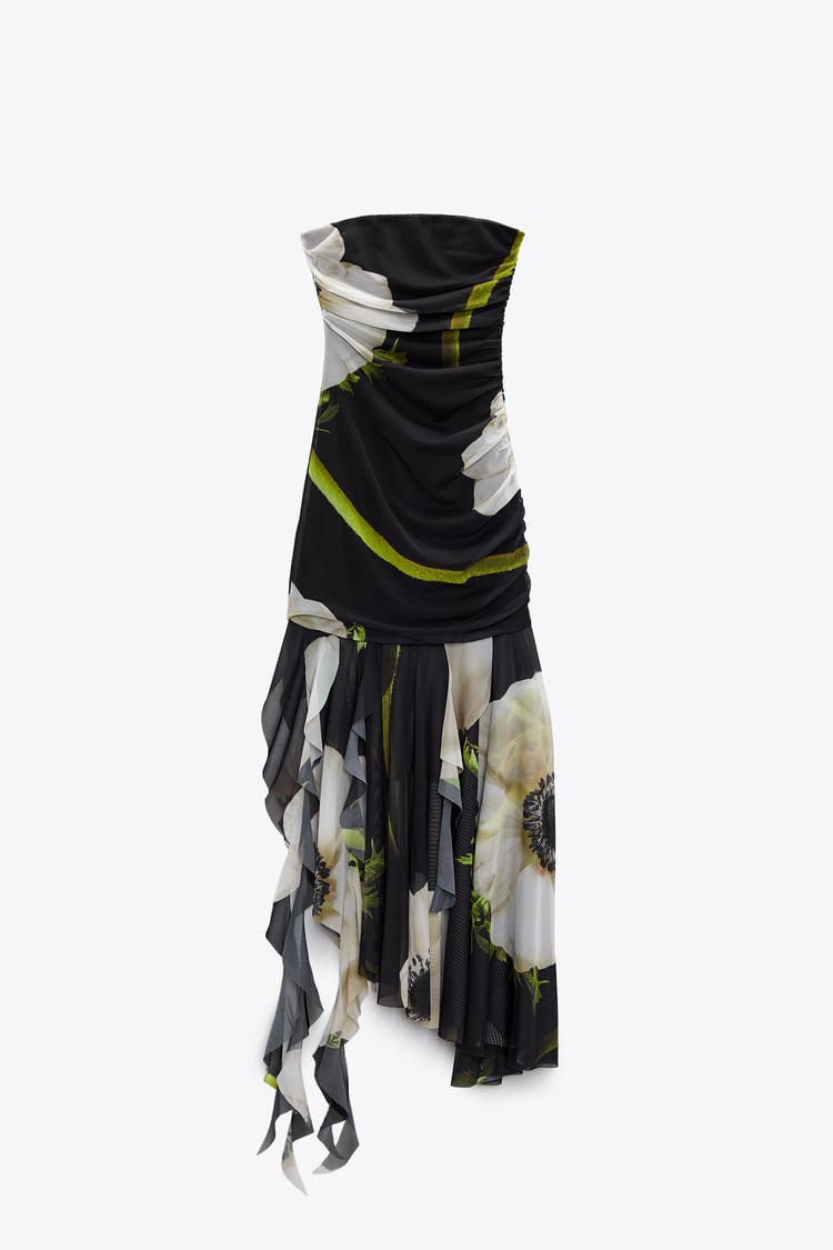 Gartenia Blumen-Mesh-Falten-Tube-Midikleid