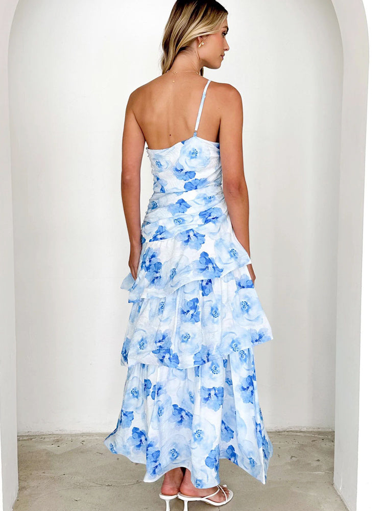 Einachseliges Neckholder-Kleid mit Blumenmuster