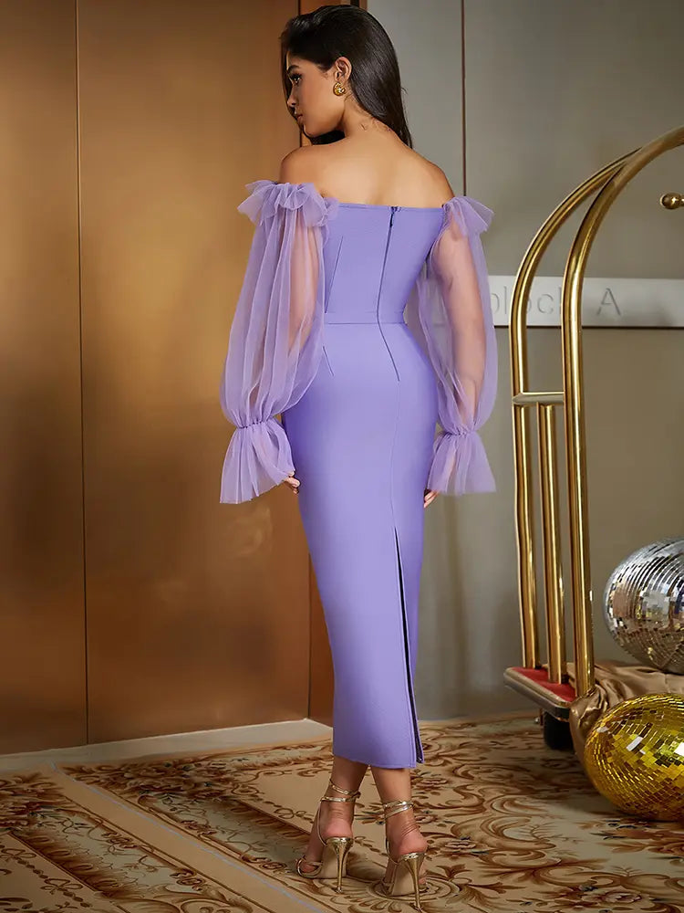 Sexy Off-Shoulder-Kleid mit Netzärmeln