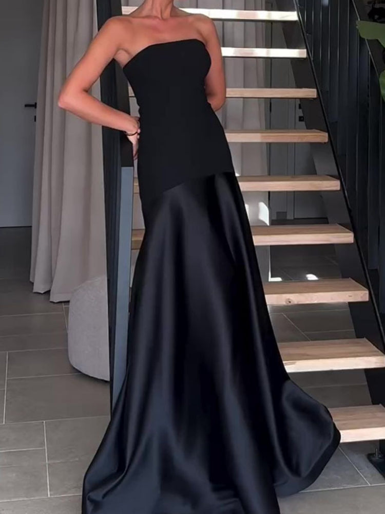 Voluminöses ärmelloses Maxikleid