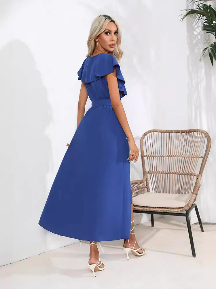 Vintage Rüschen-Kleid mit V-Ausschnitt