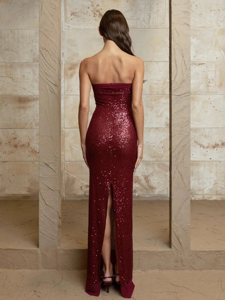 Pailletten-Meerjungfrauenkleid mit offenem Rücken