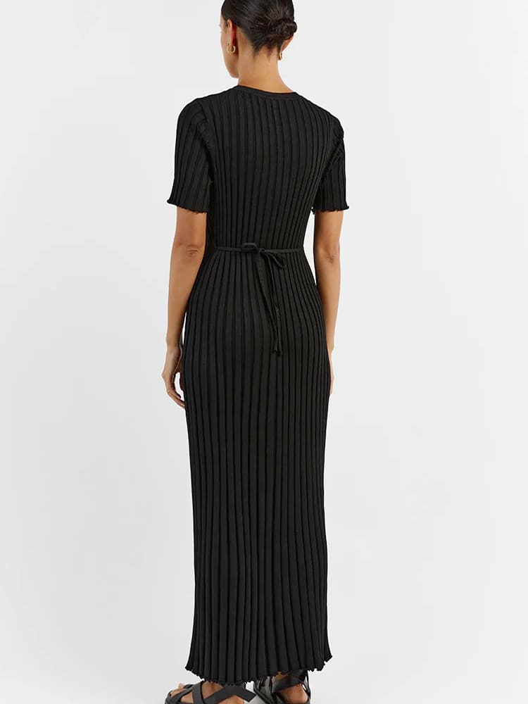 Legeres gestreiftes Maxikleid mit Rundhalsausschnitt