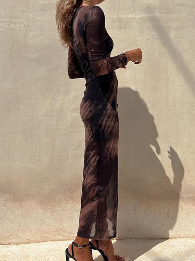 Durchsichtiges Print-Bodycon-Kleid