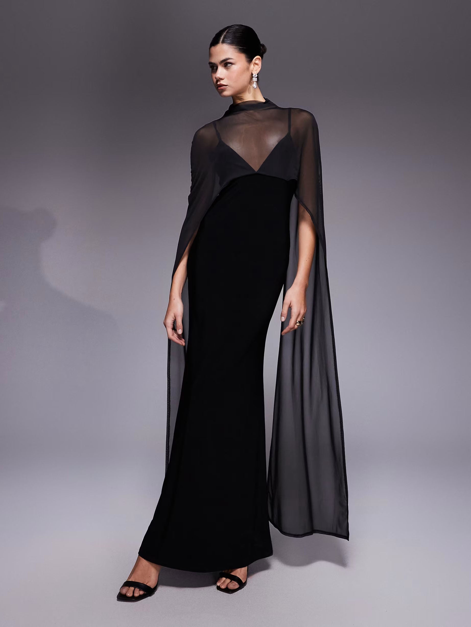 Exaggerated Cape Maxi Dress