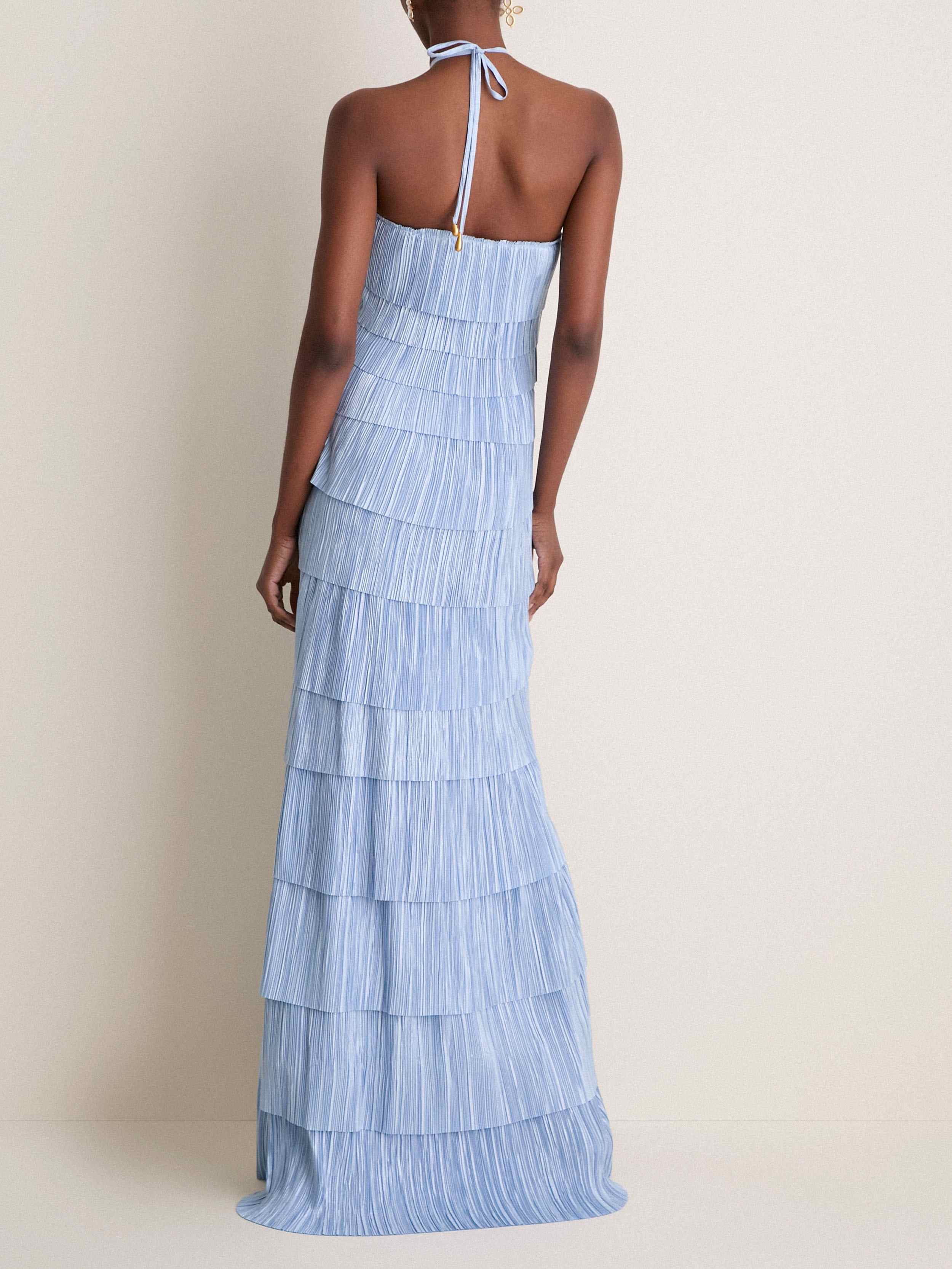 Coastal Marsla Layered Plissé Maxi Dress