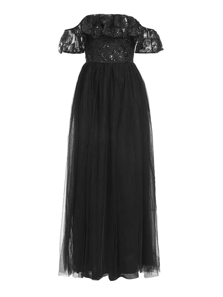 Sexy trägerloses Pailletten-Mesh-Kleid