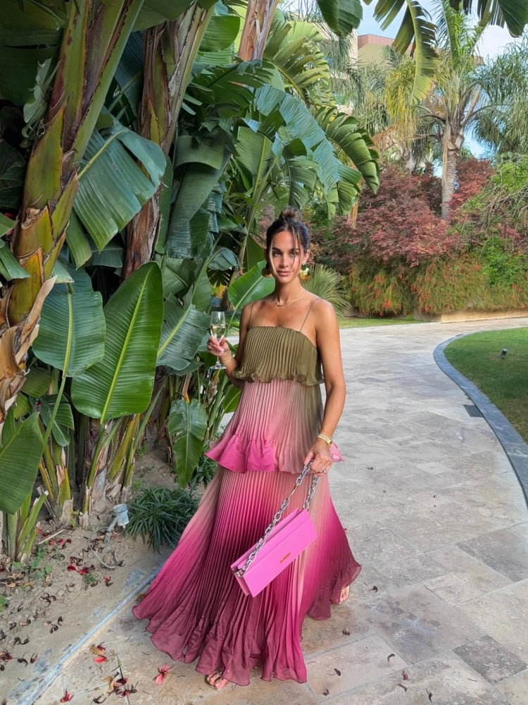 Ombre Tiered Ruffle Maxi Dress