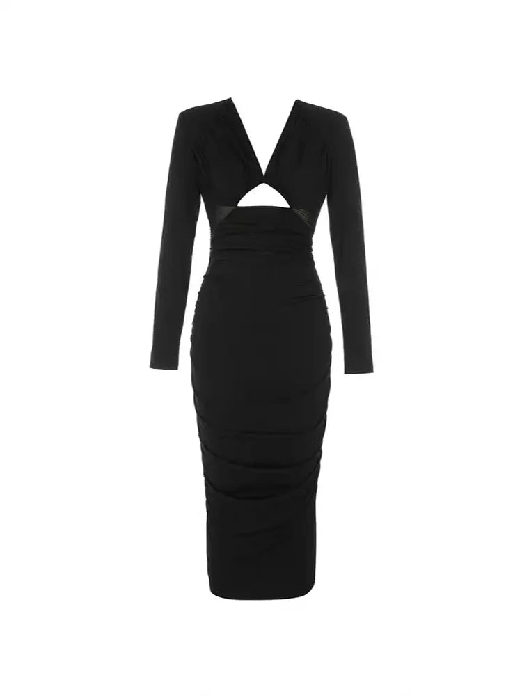 Sexy V-Ausschnitt Hohles Slim-Fit Kleid