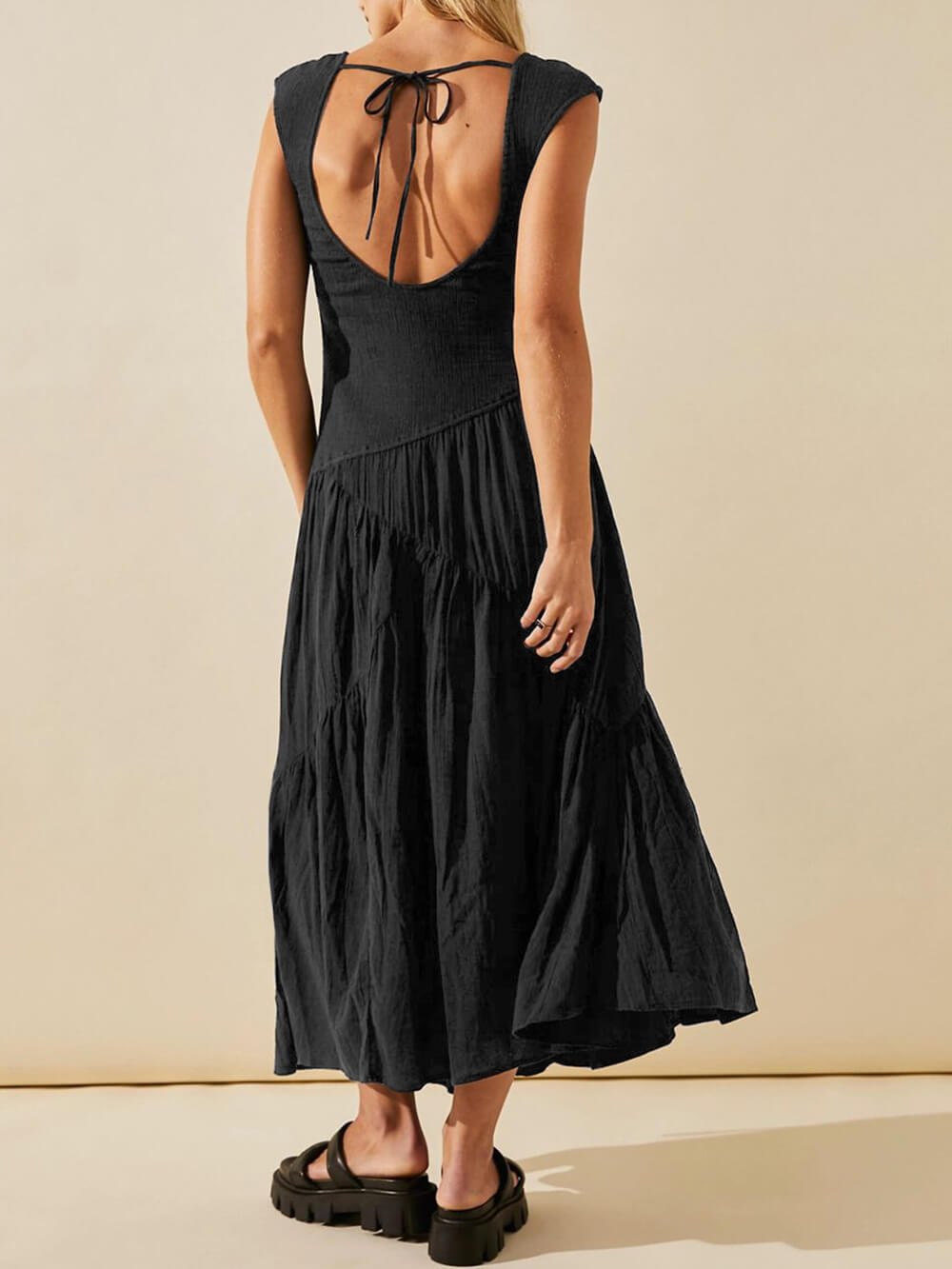Maxikleid mit eckigem Ausschnitt im Boho-Patchwork-Stil