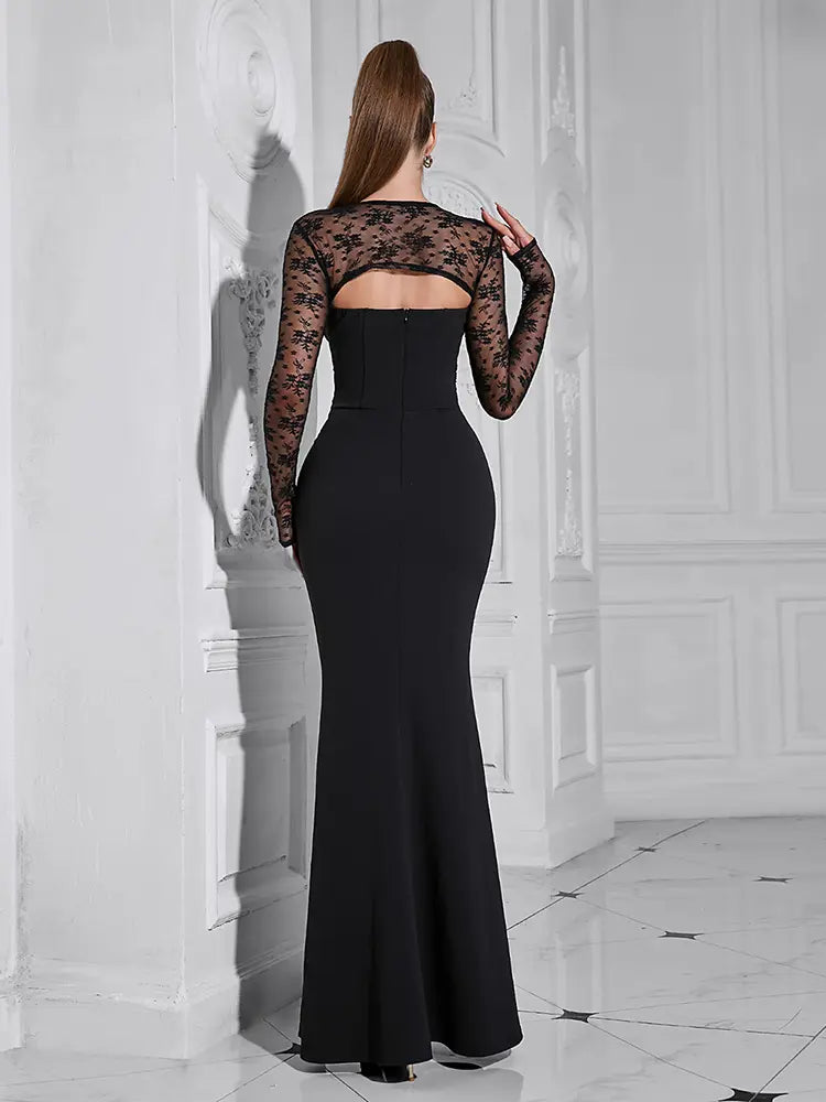 Sexy Kleid mit V-Ausschnitt und langen Ärmeln