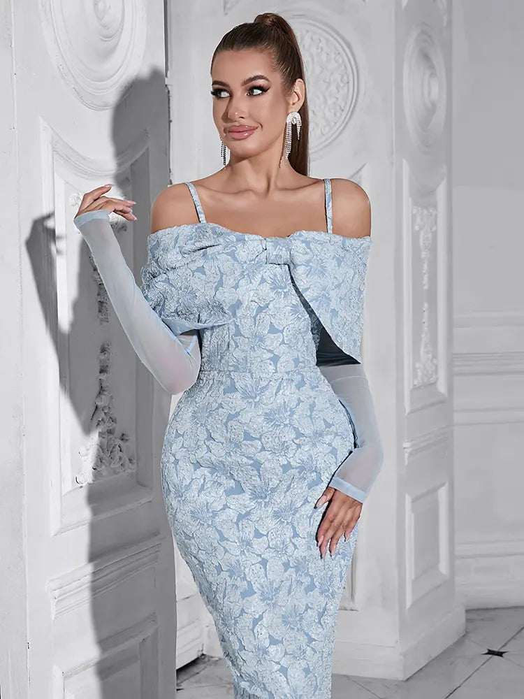 Elegantes einseitiges Blumenkleid aus Mesh