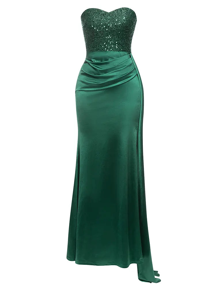 Sexy trägerloses Pailletten-Rückenfreies Kleid