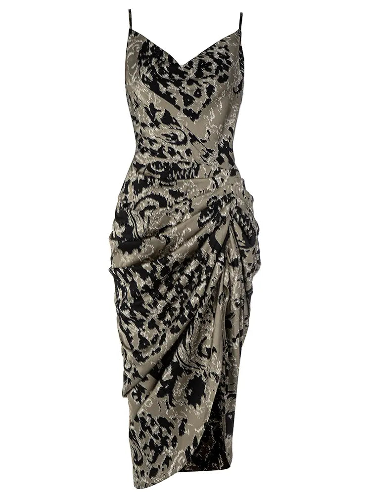 Vintage gerafftes rückenfreies Kleid