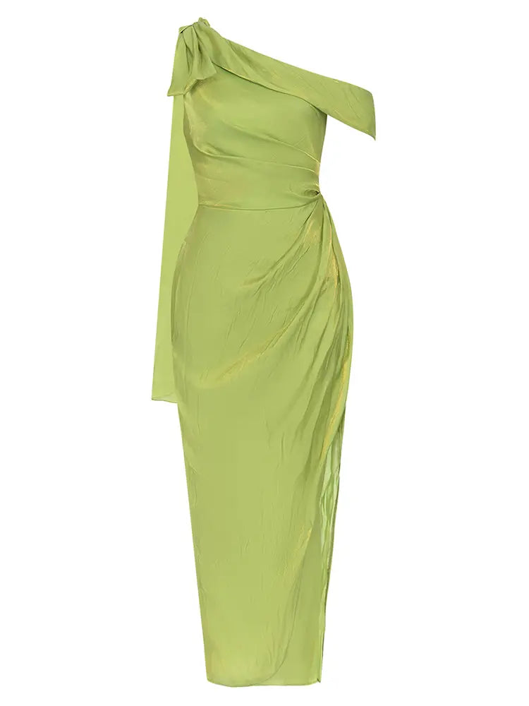 Sexy asymmetrisches schulterfreies langes Abendkleid