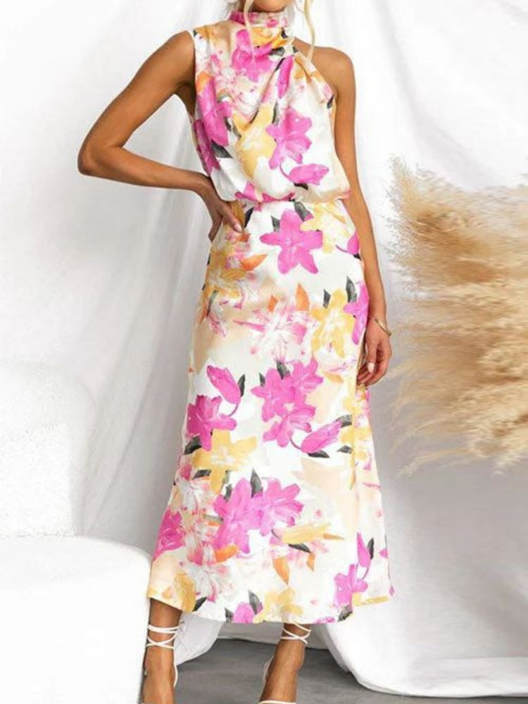 Ärmelloses Midi-Kleid mit Blumenmuster