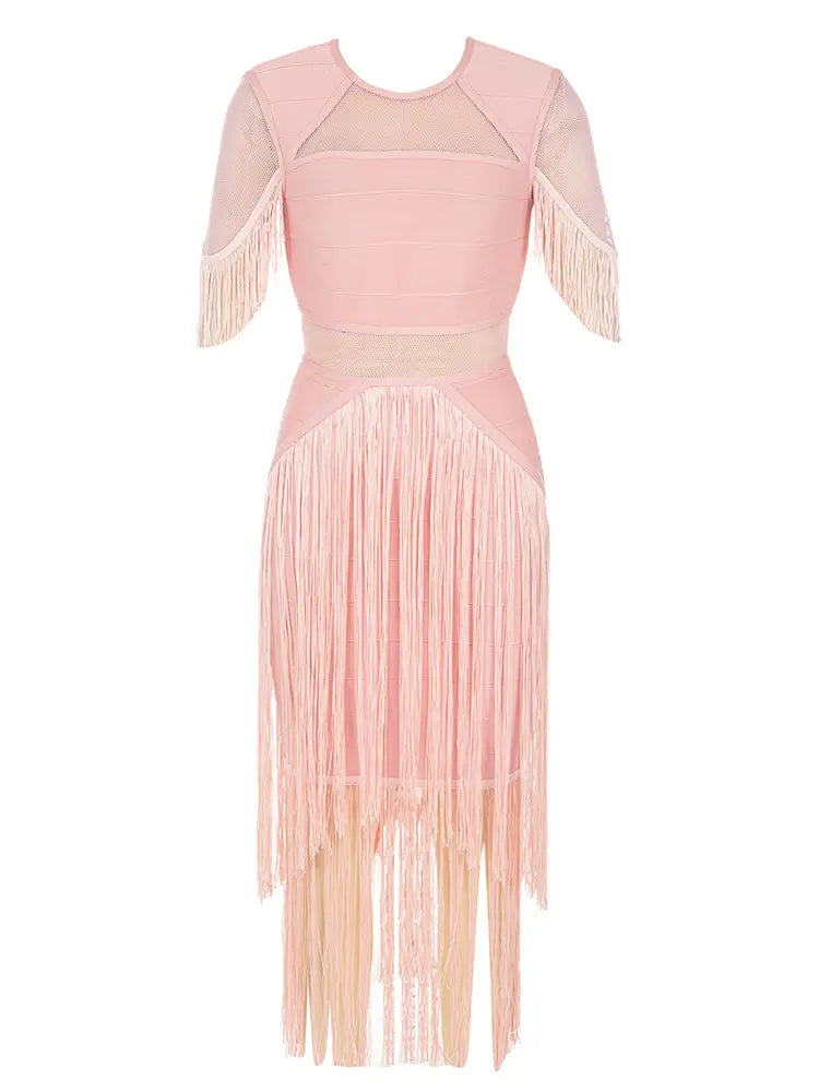 Fransenkleid aus Mesh-Bandagenstoff