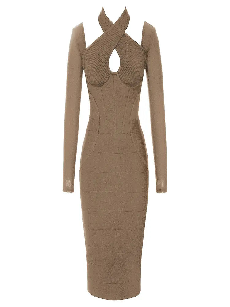 Vintage rückenfreies Neckholder-Abendkleid