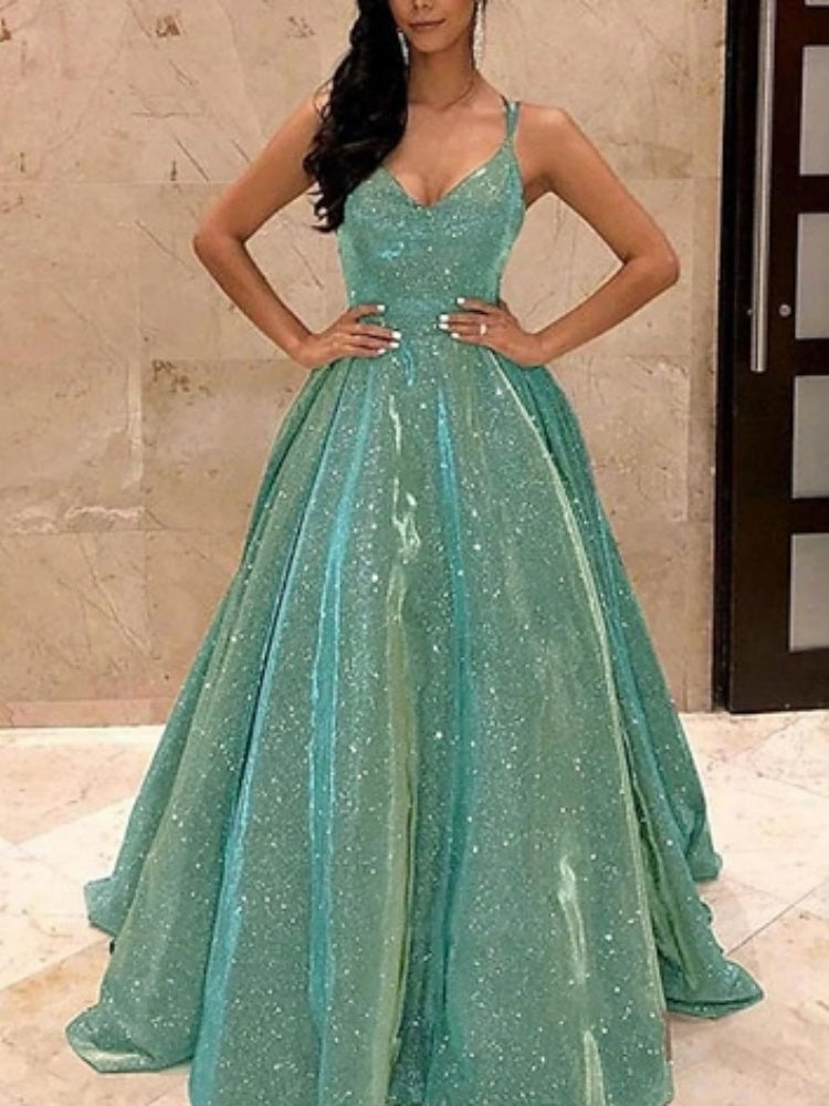 Glitzerndes Ballkleid Maxi-Kleid