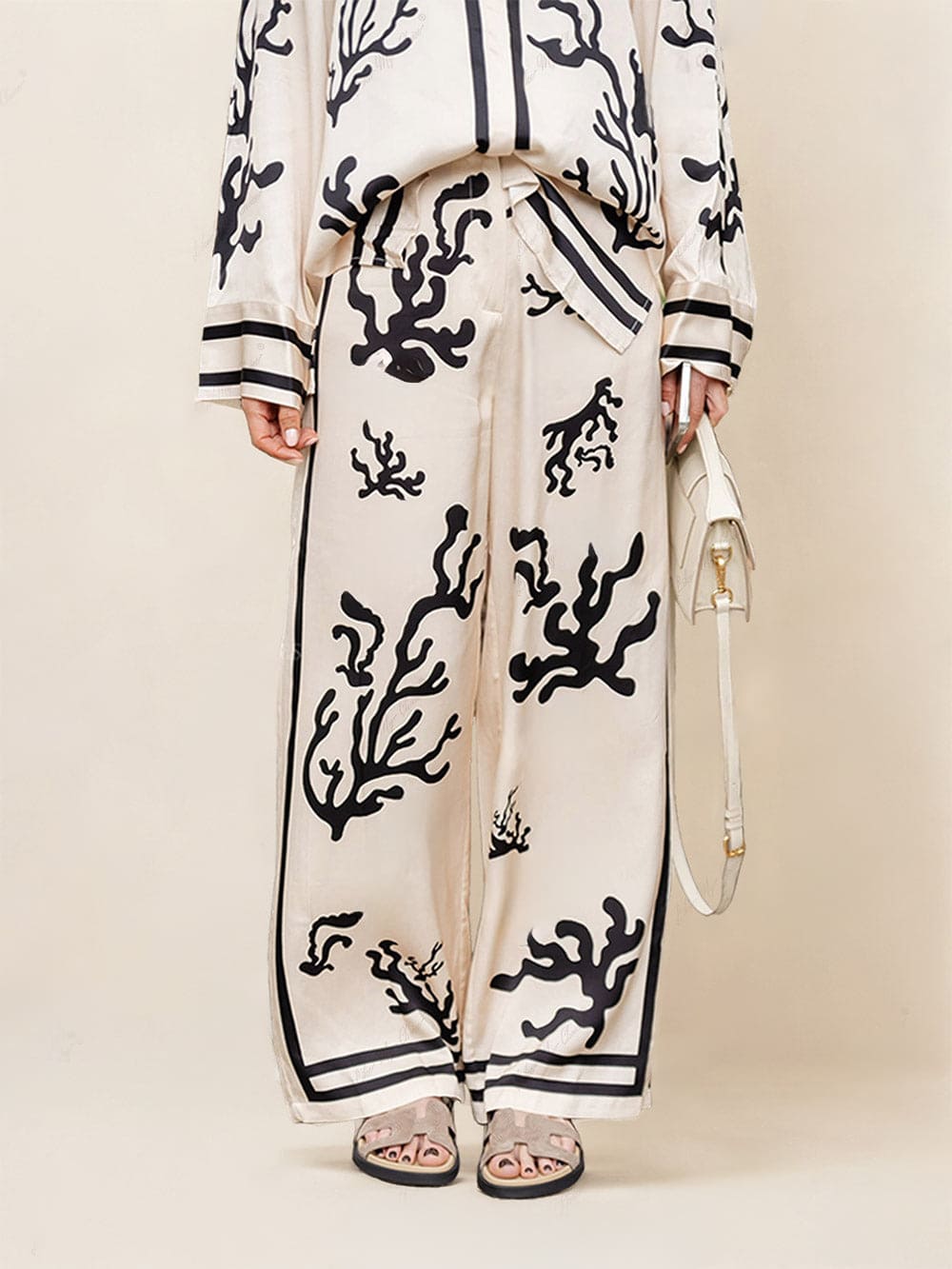 Bedrucktes Hosen-Set mit weitem Bein