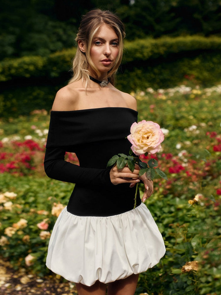 Carmen-Kleid mit Blütenblättersaum