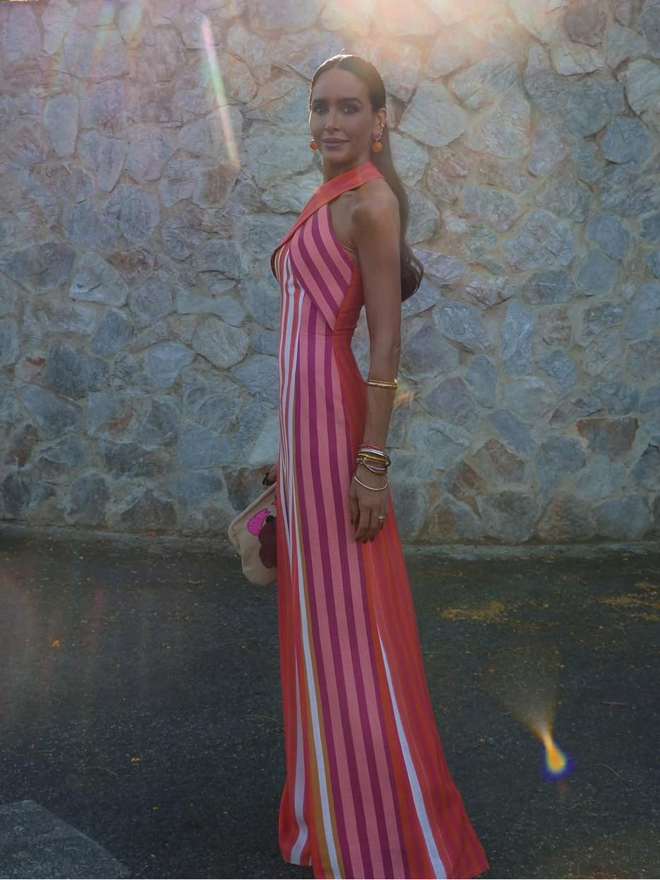 Sunset Samba Neckholder-Kleid mit Streifen