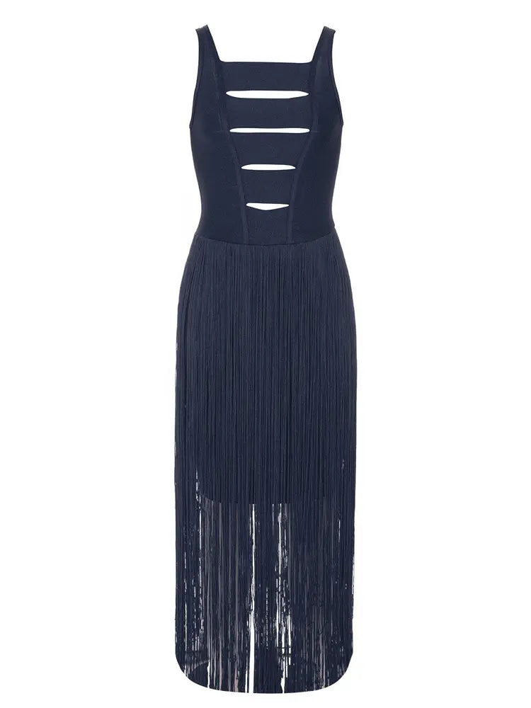 Vintage sexy trägerloses Fransen-Bandage-Kleid