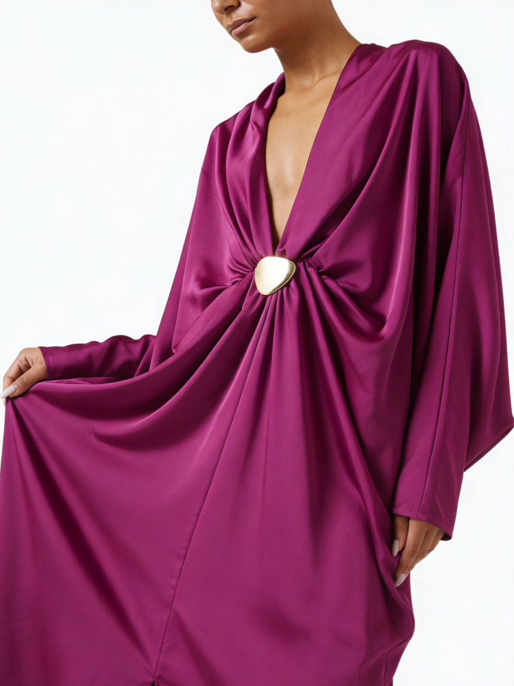 Magenta Satin Maxikleid aus Satin
