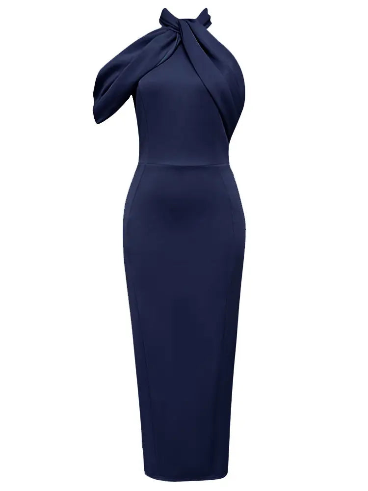 Elegantes, asymmetrisches Neckholderkleid