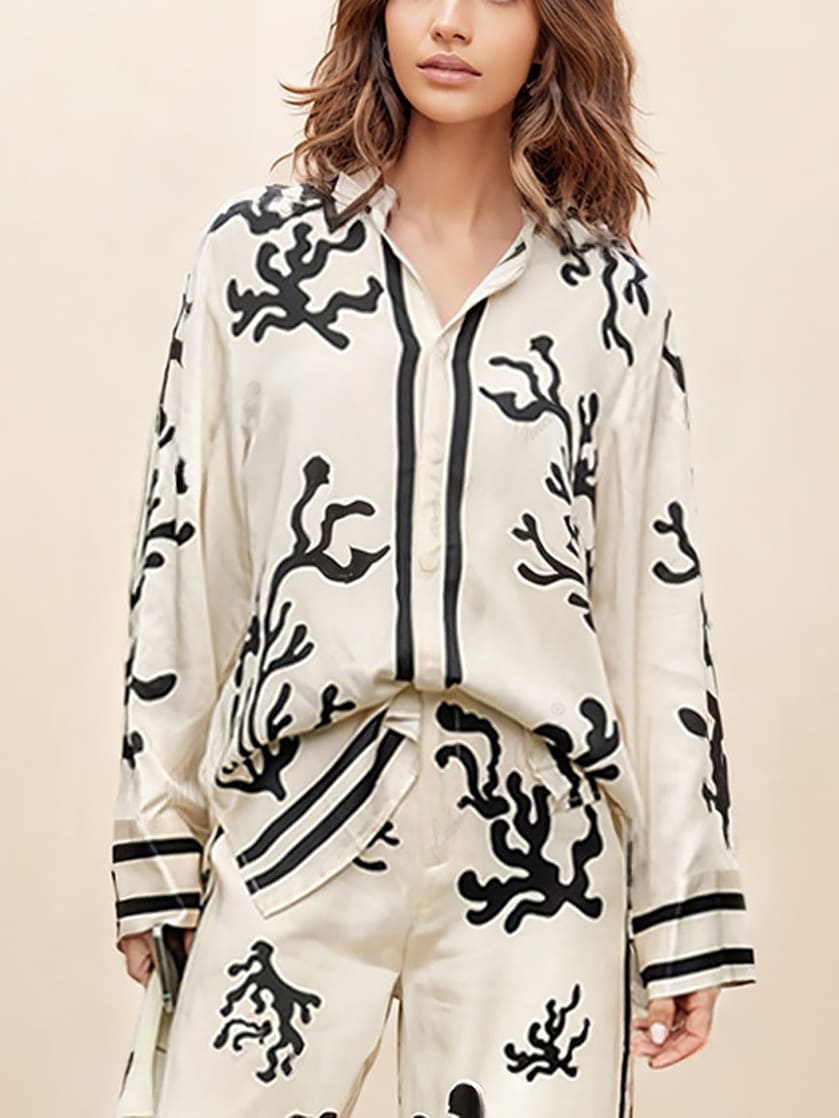 Bedrucktes Hosen-Set mit weitem Bein
