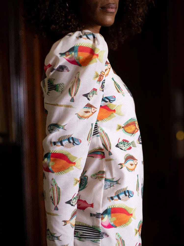 Mini-Kleid mit Fisch-Print