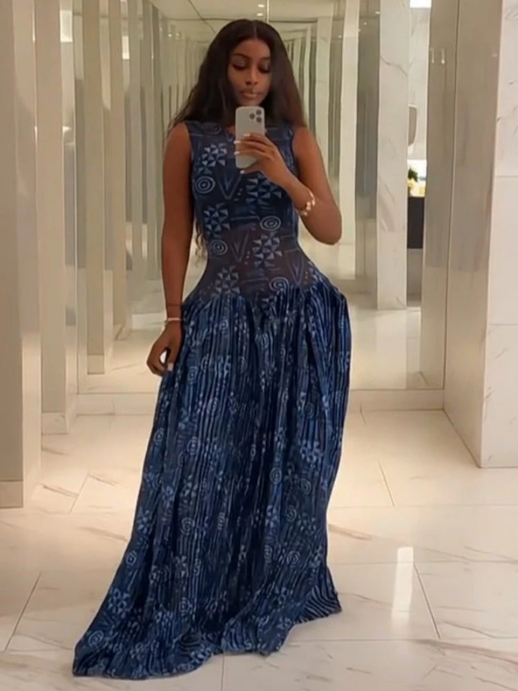 Adinkra Plissiertes Maxikleid