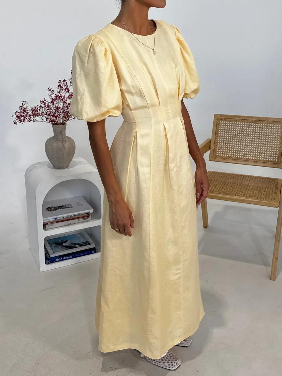 Buttergelbes Maxi-Luftkleid