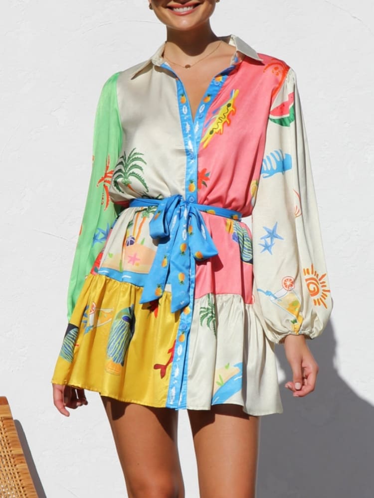 Buntes bedrucktes Minikleid