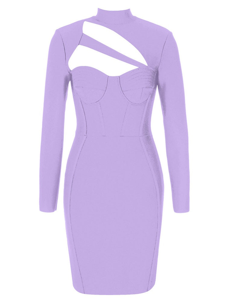 Sexy langärmliges Kleid mit offenem Rücken