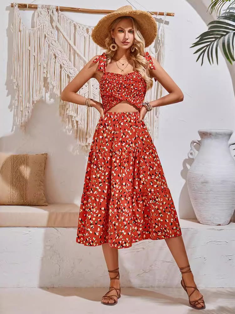 Modisches bedrucktes ärmelloses Freizeitkleid mit Cut-Outs