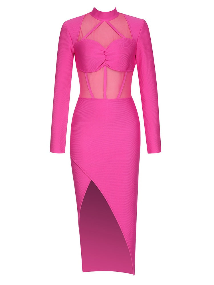 Bandage-Mesh-Bodycon-Kleid