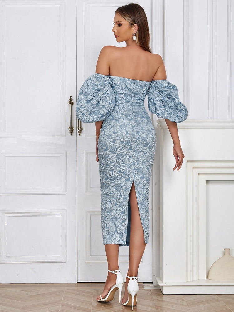 Trägerloses Vintage-Kleid mit Puffärmeln