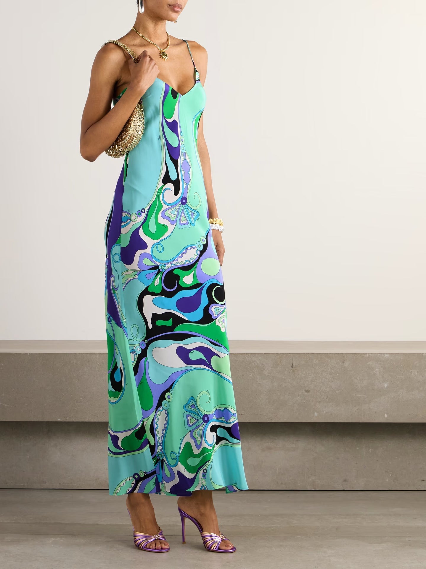 Marmo Maxikleid aus bedrucktem Satin