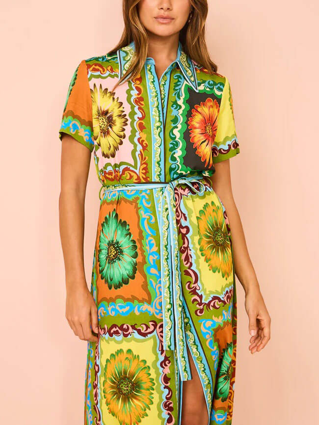 Maxikleid mit besonderem Sonnenblumendruck