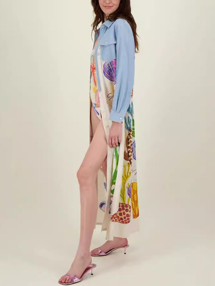 Personalisiertes lässiges Midi-Graffiti-Kleid
