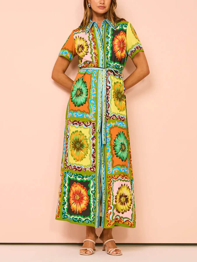 Maxikleid mit besonderem Sonnenblumendruck