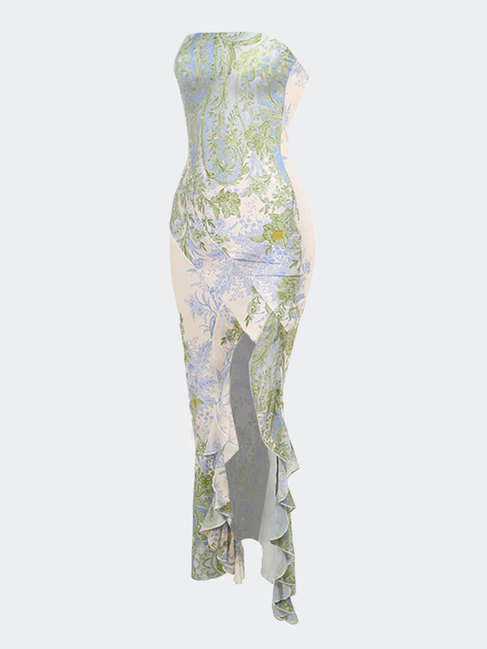 Florales sexy Maxikleid mit Schlitz