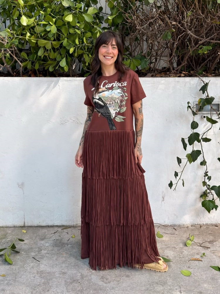 Toucan Print T-Shirt Maxi Dress