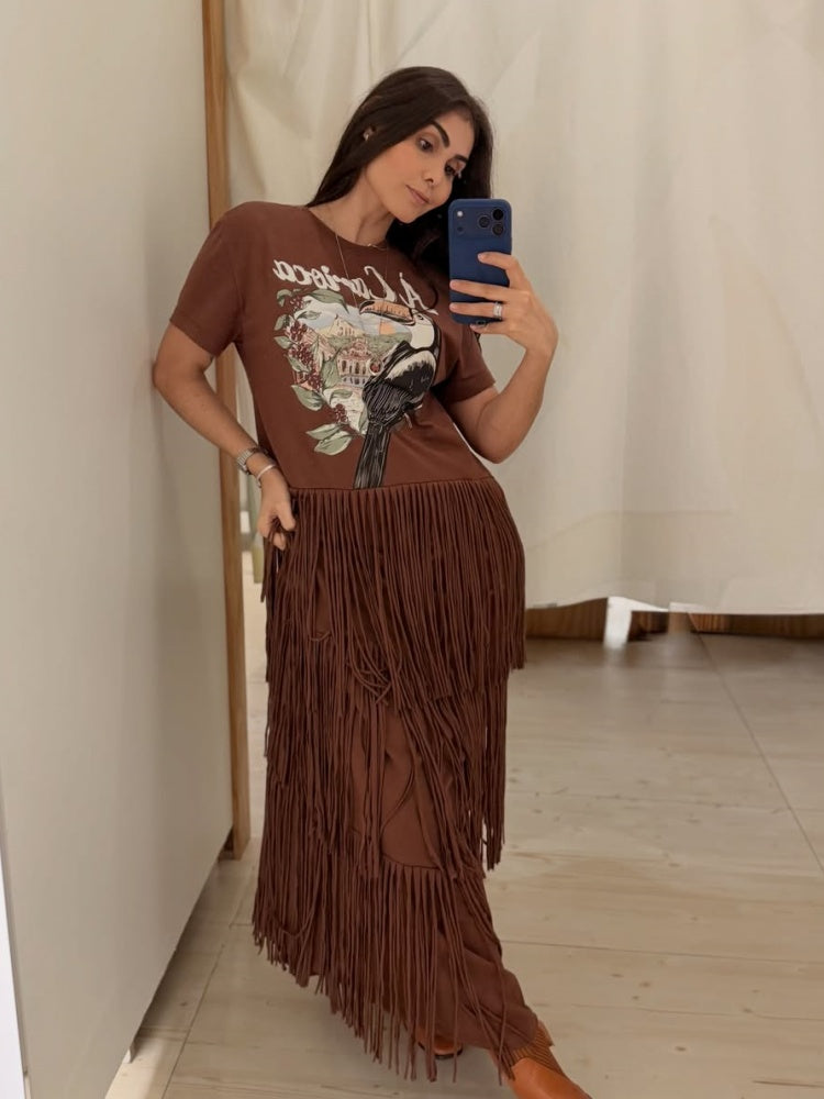 Toucan Print T-Shirt Maxi Dress