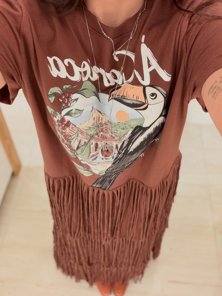 Toucan Print T-Shirt Maxi Dress