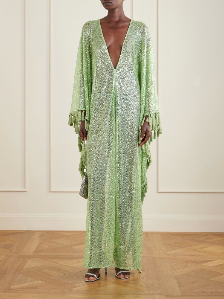 Sequin Fringe Glitter Kaftan