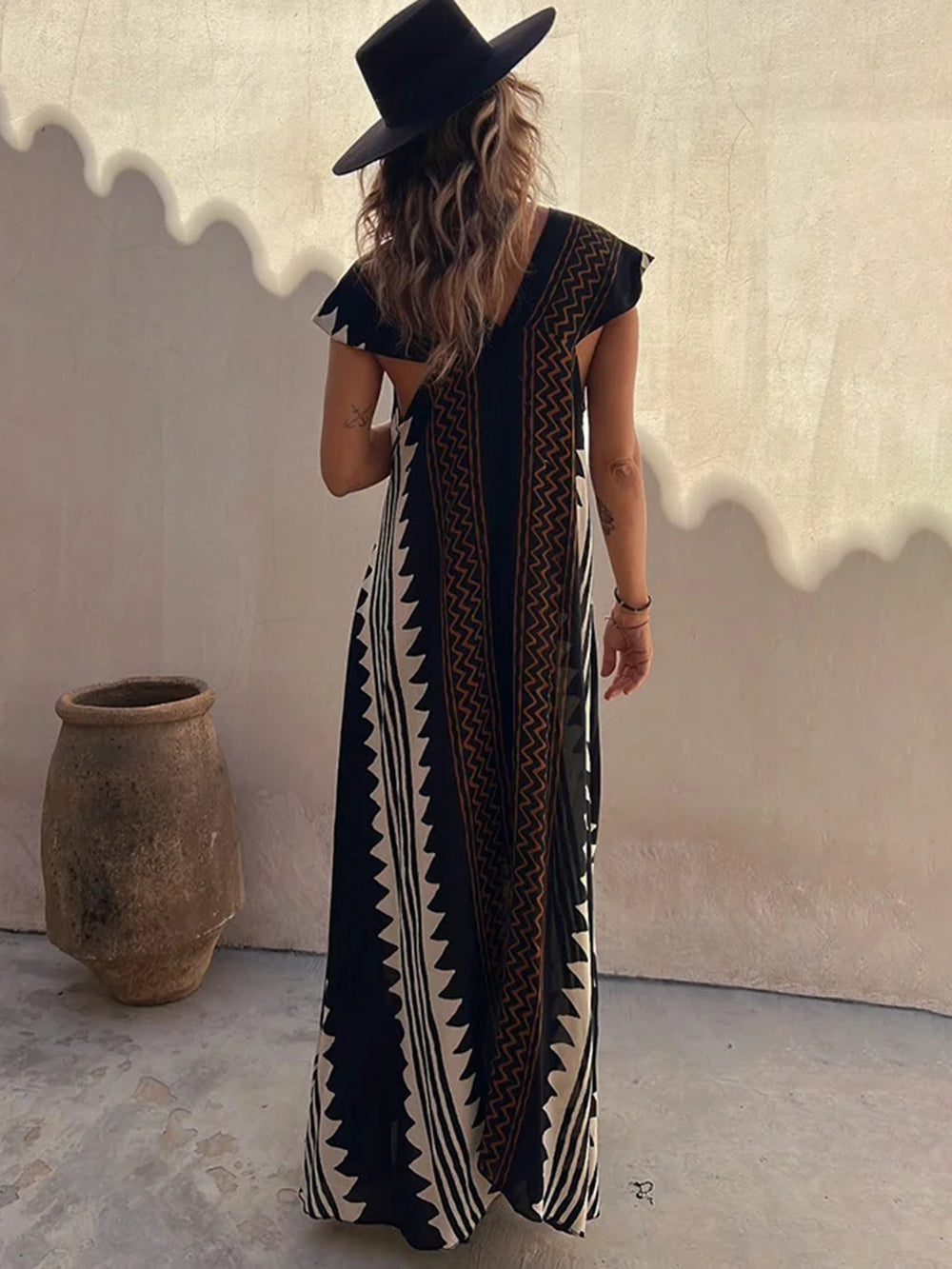 Shannon Maxikleid mit böhmischem Azteken-Print