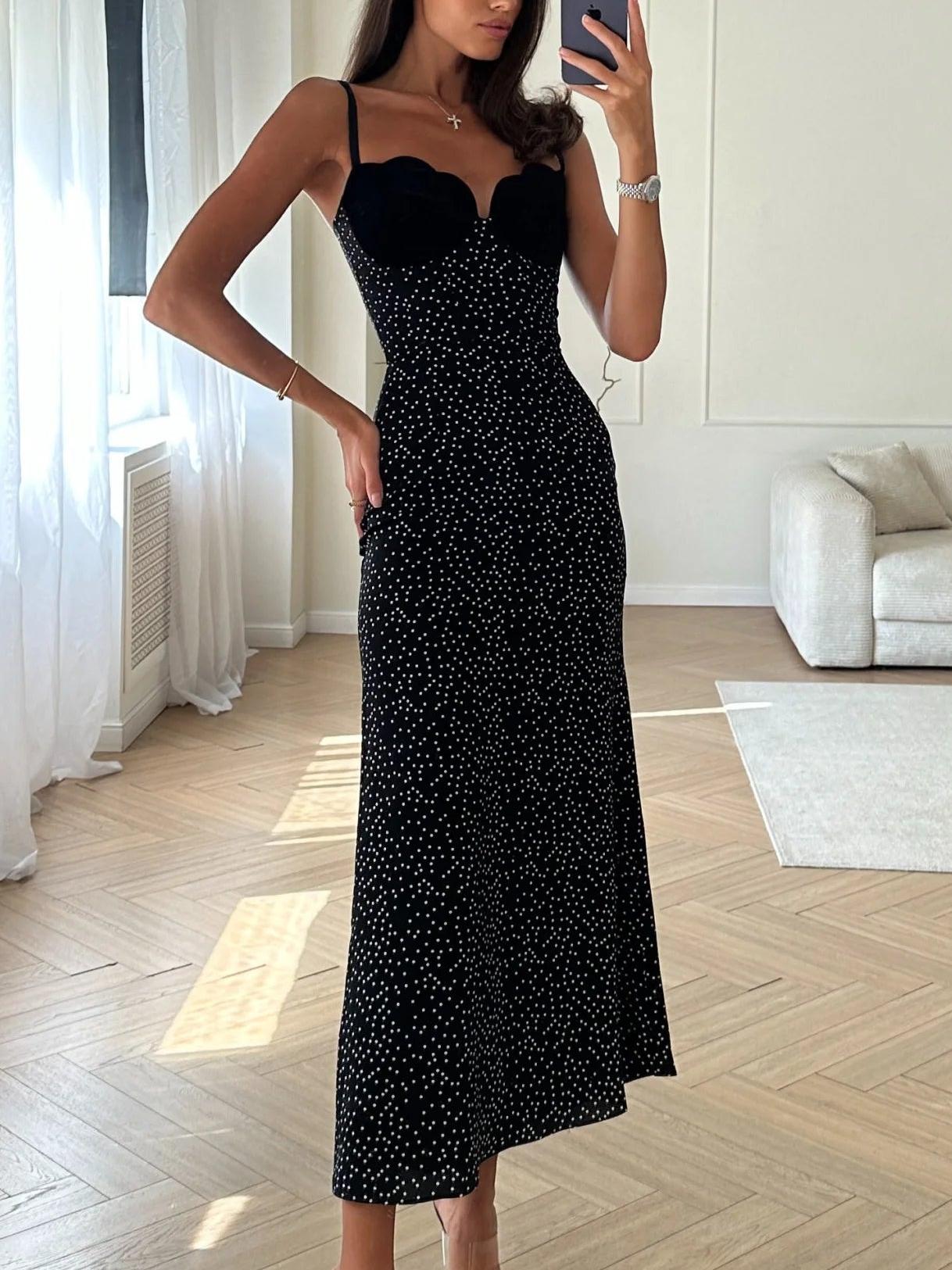 Midi-Kleid mit Samteinsatz